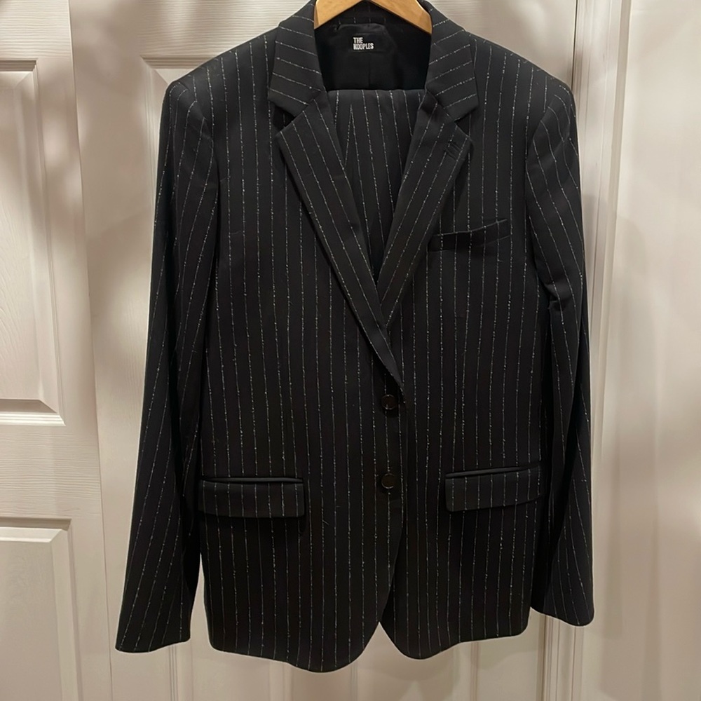 The Kooples Black Chalk Stripe Suit NWT